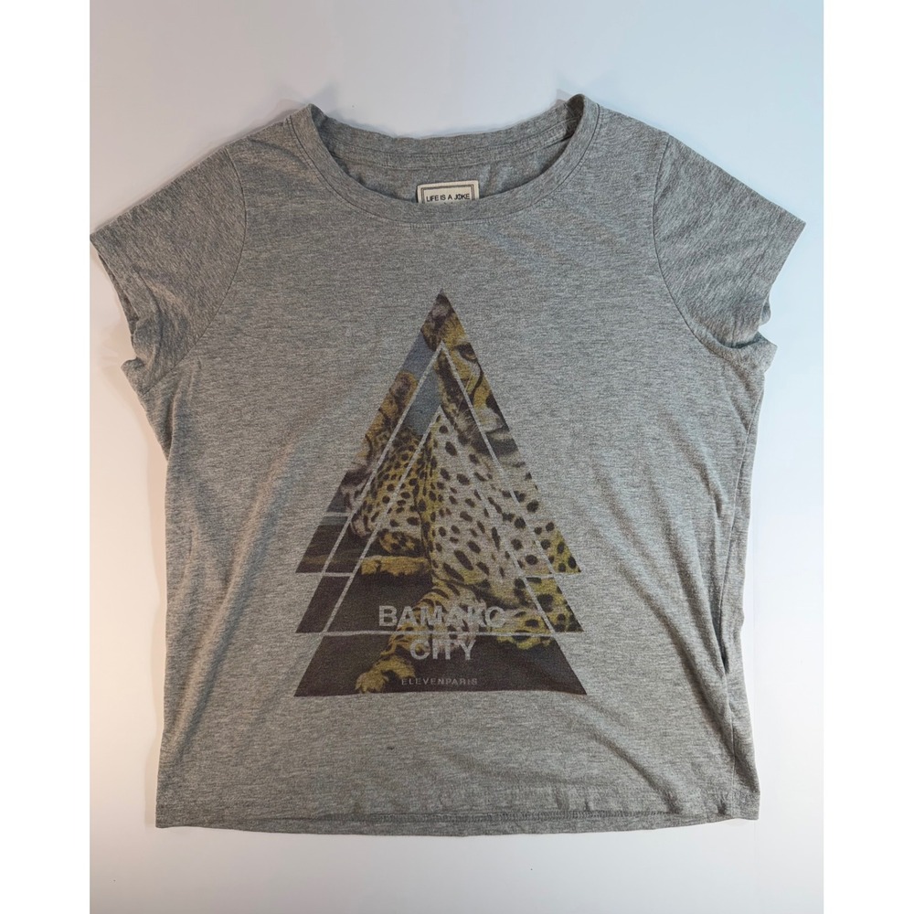 Eleven Paris Life Is A Joke Bamako City Leopard Graphic Tee Gray Medium